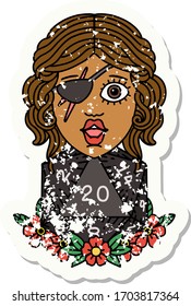 Retro Tattoo Style human rogue with natural twenty dice roll