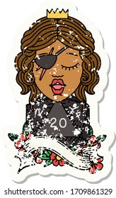 Retro Tattoo Style human rogue with natural twenty dice roll