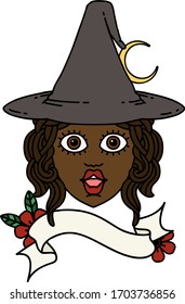 Retro Tattoo Style human witch character face