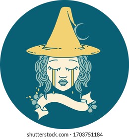 Retro Tattoo Style human witch character face