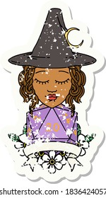 Retro Tattoo Style human witch with natural twenty dice roll