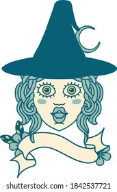 Retro Tattoo Style human witch character face