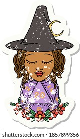 Retro Tattoo Style human witch with natural twenty dice roll
