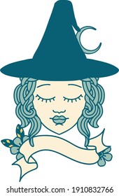 Retro Tattoo Style human witch character face