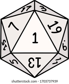 Retro Tattoo Style natural 1 D20 dice roll