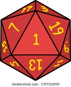 Retro Tattoo Style natural 1 D20 dice roll