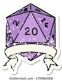 Retro Tattoo Style natural 20 critical hit D20 dice roll