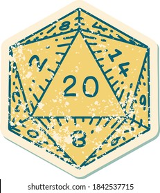 Retro Tattoo Style natural 20 D20 dice roll