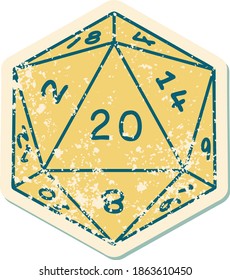 Retro Tattoo Style natural 20 D20 dice roll