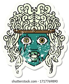 Retro Tattoo Style orc barbarian character face