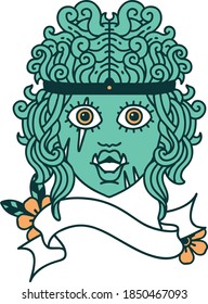 Retro Tattoo Style orc barbarian character face