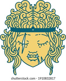 Retro Tattoo Style orc barbarian character face