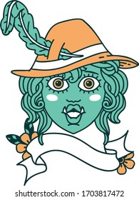 Retro Tattoo Style orc bard character 