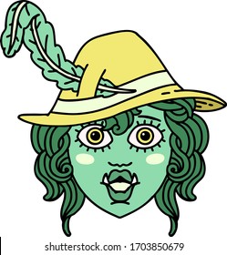 Retro Tattoo Style orc bard character 