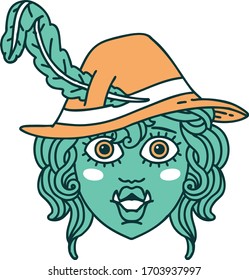Retro Tattoo Style orc bard character 