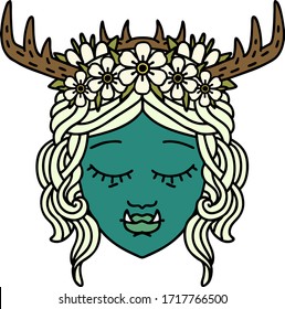 Retro Tattoo Style orc druid character face