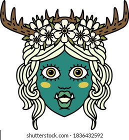 Retro Tattoo Style orc druid character face