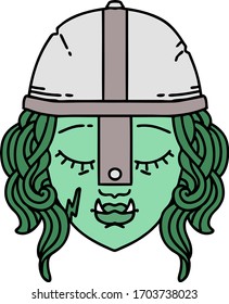 Retro Tattoo Style orc fighter character face