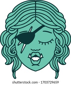 Retro Tattoo Style orc rogue character face