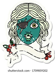 Retro Tattoo Style orc rogue character face