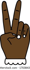 Retro Tattoo Style peace symbol two finger hand gesture
