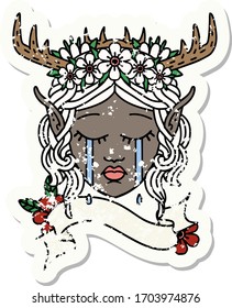 Retro Tattoo Style sad elf druid character face