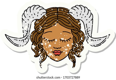Retro Tattoo Style tiefling character face