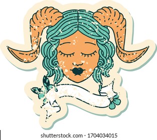 Retro Tattoo Style tiefling character face 