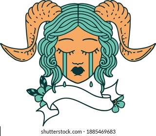 Retro Tattoo Style tiefling character face 