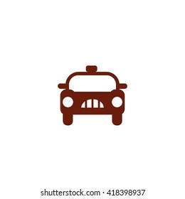 Retro taxi car vehicle. Vector icon brown