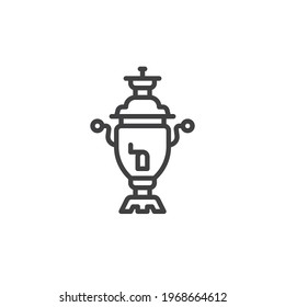 Retro tea maker line icon. linear style sign for mobile concept and web design. Samovar outline vector icon. Symbol, logo illustration. Vector graphics