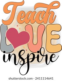 Retro Teacher Sublimation Bundle. Funny Colorful Bold Typography for Print on Demand Industry.