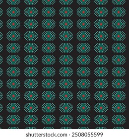 Retro teal and red star geometric seamless pattern vector