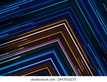 Retro-Tech abstrakte bunte Hintergrund mit Neon-Laser-Pfeilen. Vektorgrafik-Design