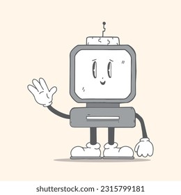 RETRO TECH CHARACTER MASCOT HAND DRAWING STYLE