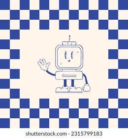 RETRO TECH CHARACTER MASCOT HAND DRAWING STYLE