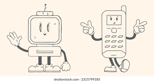 RETRO TECH CHARACTER MASCOT HAND DRAWING STYLE