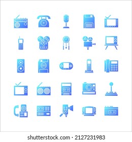 Retro Tech icon set vector gradient for website, mobile app, presentation, social media.