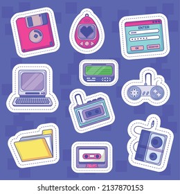Retro-Tech-Aufkleber-Symbole