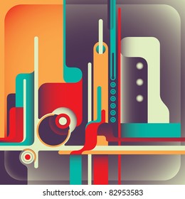 Retro technology abstraction. Vector illustration.