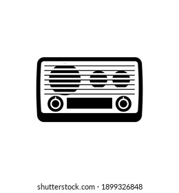 Tecnología retro del icono del gadget de comunicación. Icono de radio aislado en fondo blanco.