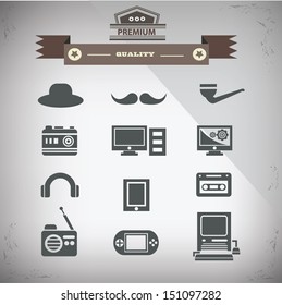 Retro technology icons,Old technology,vector
