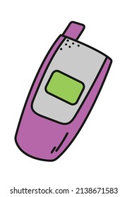 Retro Technology Mobile Phone. Vintage Style Cellphone with Antenna. Vector illustration