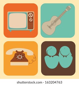 retro technology over cream background vector illustration 