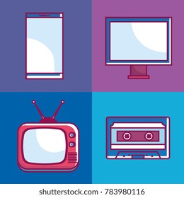 retro technology set gadgets