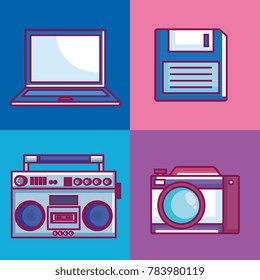 retro technology set gadgets