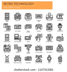 Retro Technology , Thin Line and Pixel Perfect Icons