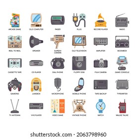 Retro Technology, Thin Line and Pixel Perfect Icons