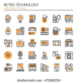 Retro Technology , Thin Line and Pixel Perfect Icons
