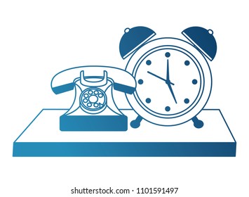 retro telephone with alarm clock vintage style